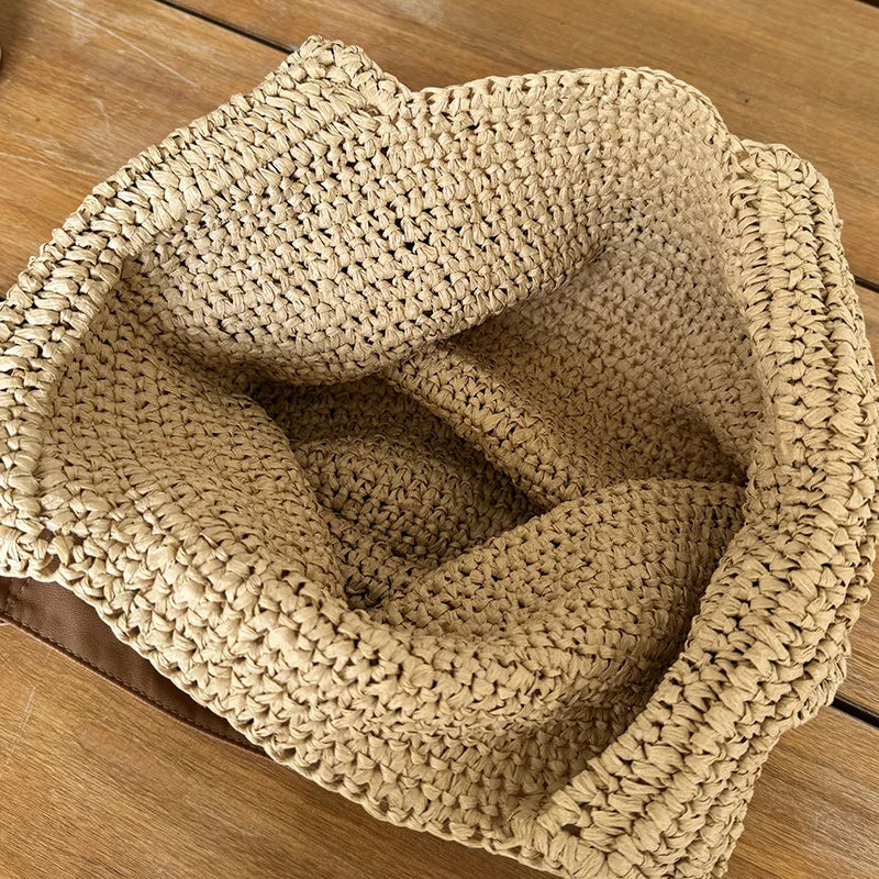 Handmade Woven Bohemian Beach Bag for Women – Large Capacity Straw Vacation Shopper Tote