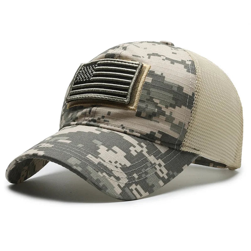 FBA Men's American Flag Camo Baseball Cap | Outdoor Tactical Hat