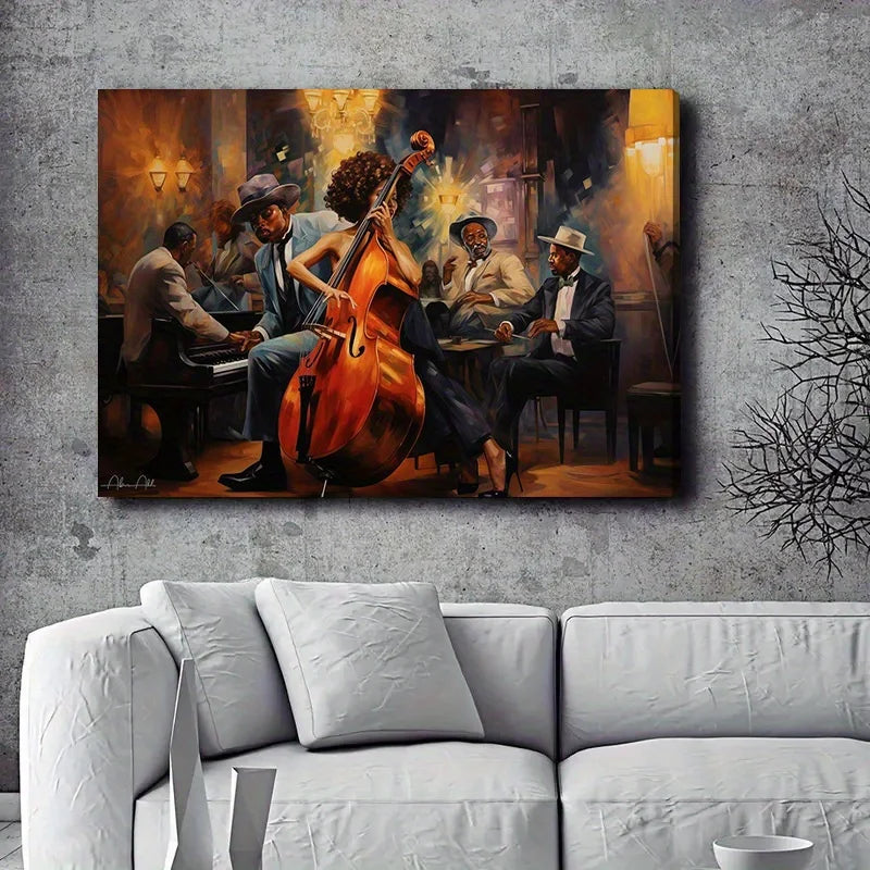 African American Jazz Band Canvas Print | Large Wall Art for Home Decor & Party Backgrounds