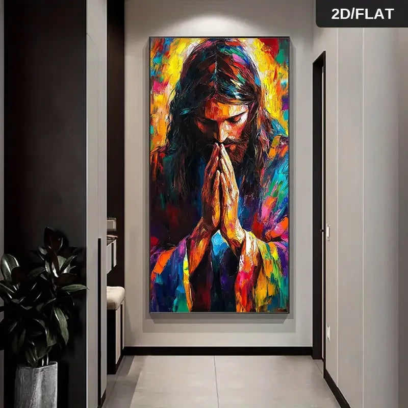 Jesus Prayer Abstract Canvas Print | Religious Wall Art | FBA Vibes