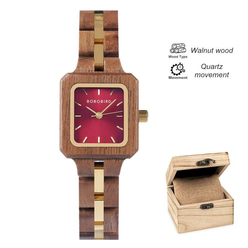 FBA Women's BOBO BIRD Wood Watch | Fashion Quartz Wooden Wristwatch