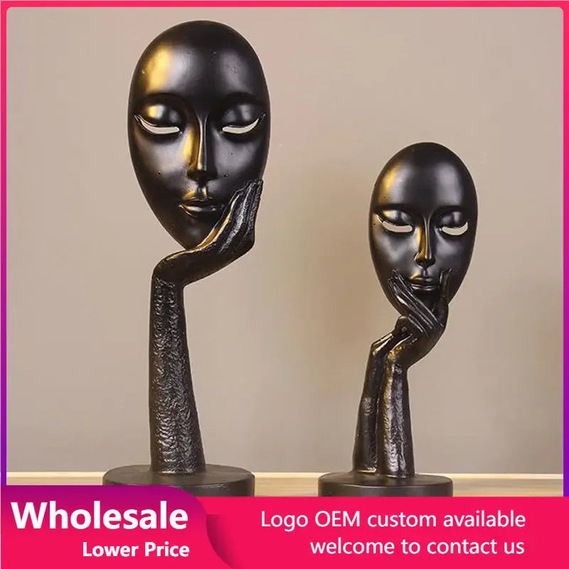 Resin Mask Art Sculpture | Modern Desk Ornament & Home Decor Statue