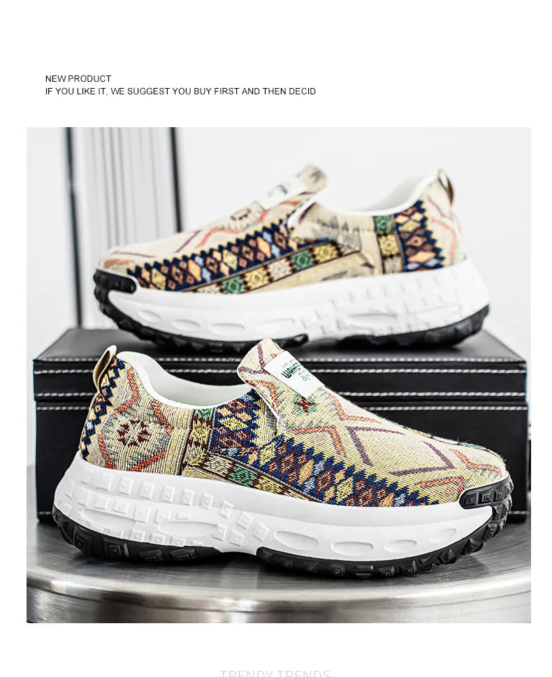 FBA Bohemia Print Canvas Sneakers | Breathable Anti-Slip Casual Shoes