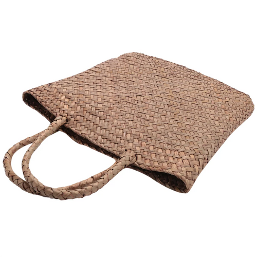 Casual Handmade Mini Woven Rattan Straw Tote Bag – Natural Wicker Braided Handbag for Women