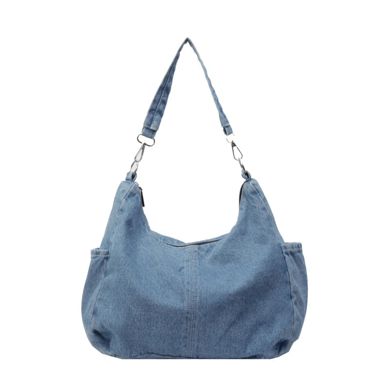 Casual Denim Retro Crossbody Shoulder Bag for Women – Large Capacity Portable Tote