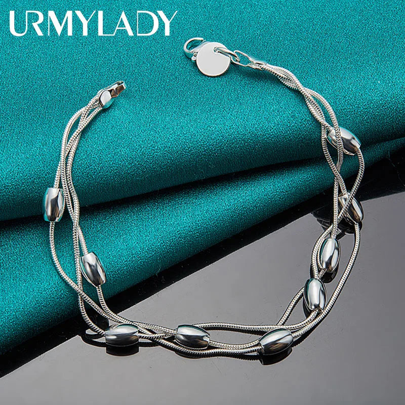 FBA 925 Sterling Silver Beaded Bracelet for Women | Wedding Jewelry