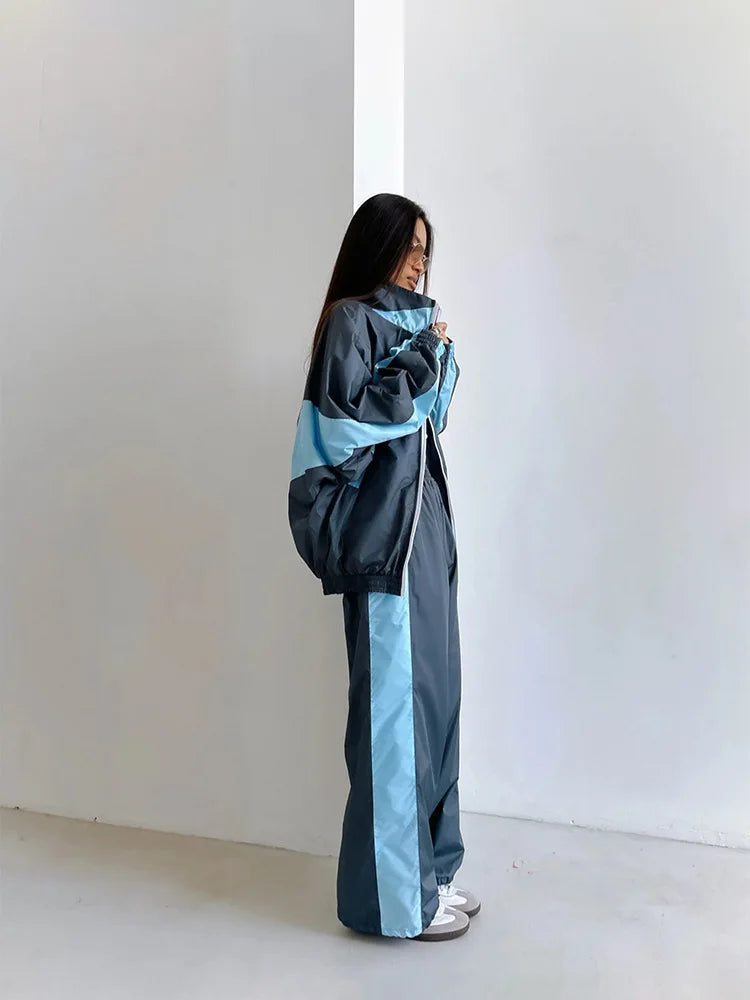Women's Y2K 2-Piece Tracksuit Set – Zip Sweatshirt & High-Waist Jogger Pants | Streetwear Matching Set | FBA Vibes