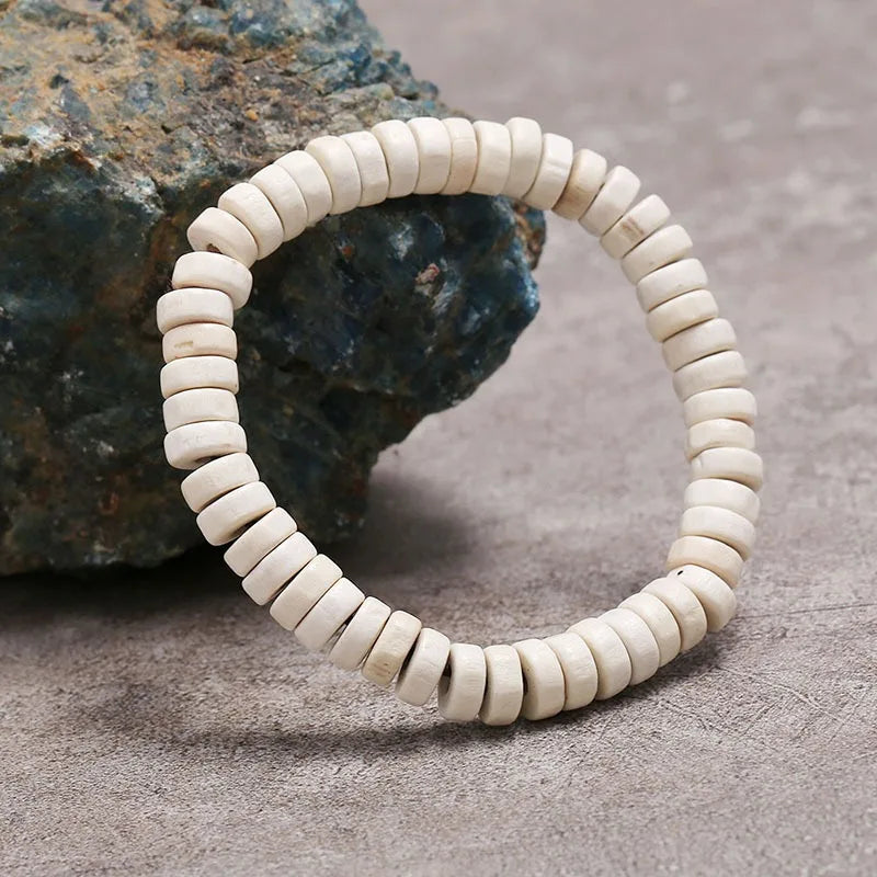 FBA Wooden Beaded Elastic Bracelet | Vintage Unisex Jewelry