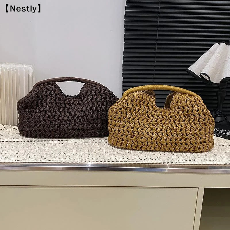 Elegant Woven Straw Underarm Shoulder Bag for Women – Versatile Beach Evening Handbag & Gift