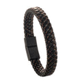 FBA Men's Black Braided Leather Magnetic Bracelet | Wristband Gift