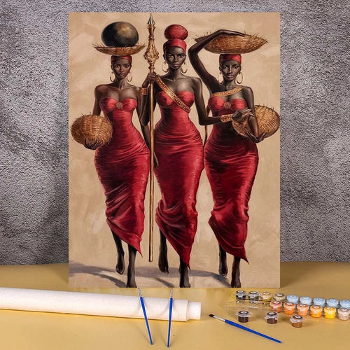 African Woman Paint by Numbers Kit | DIY Oil Painting on Canvas | Wall Art Gift