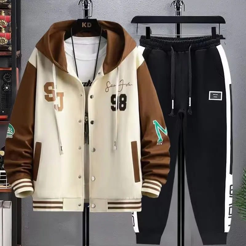 Men's 2-Piece Hooded Tracksuit Set – Hoodie & Jogger Pants | Letter Print | Plus Size M–8XL | FBA Vibes