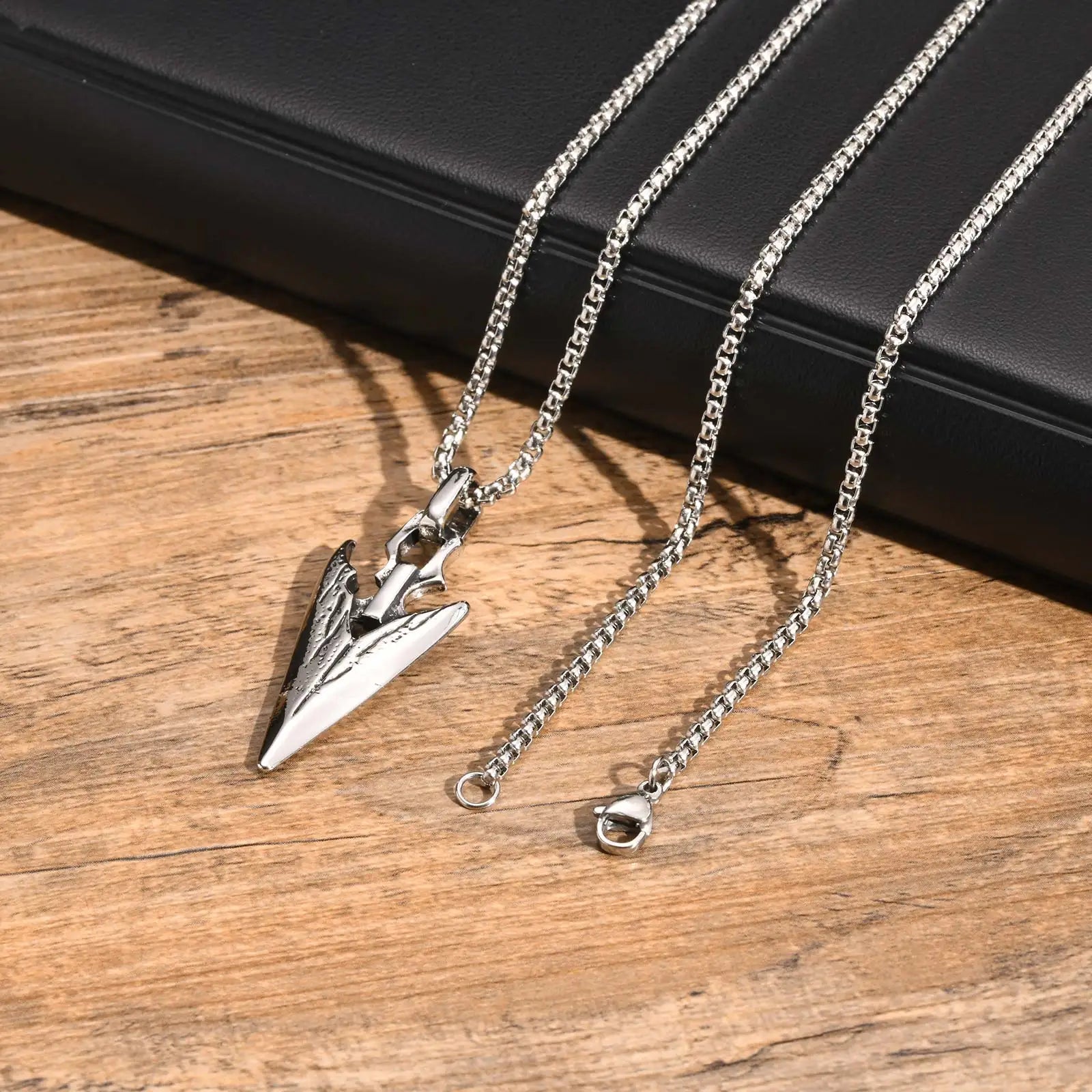 FBA Spear Point Arrowhead Necklace for Men | Stainless Steel Punk Jewelry