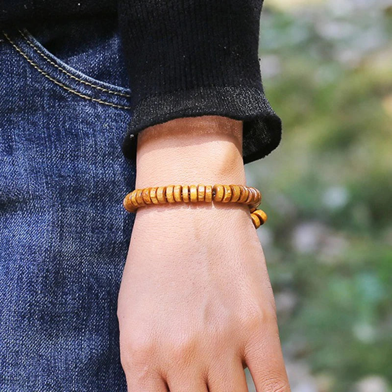 FBA Wooden Beaded Elastic Bracelet | Vintage Unisex Jewelry