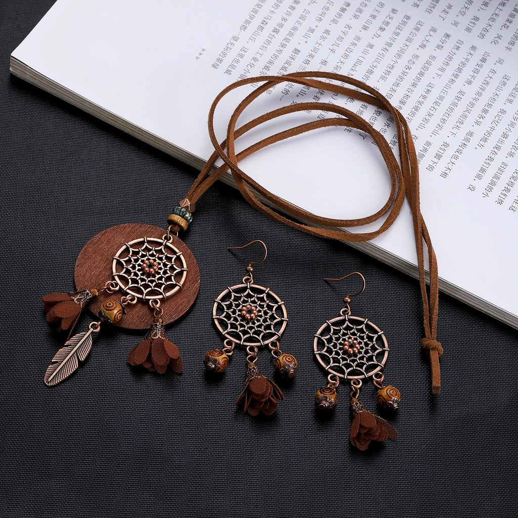 FBA Dream Catcher Feather Boho Leather Necklace | Women's Jewelry Gift