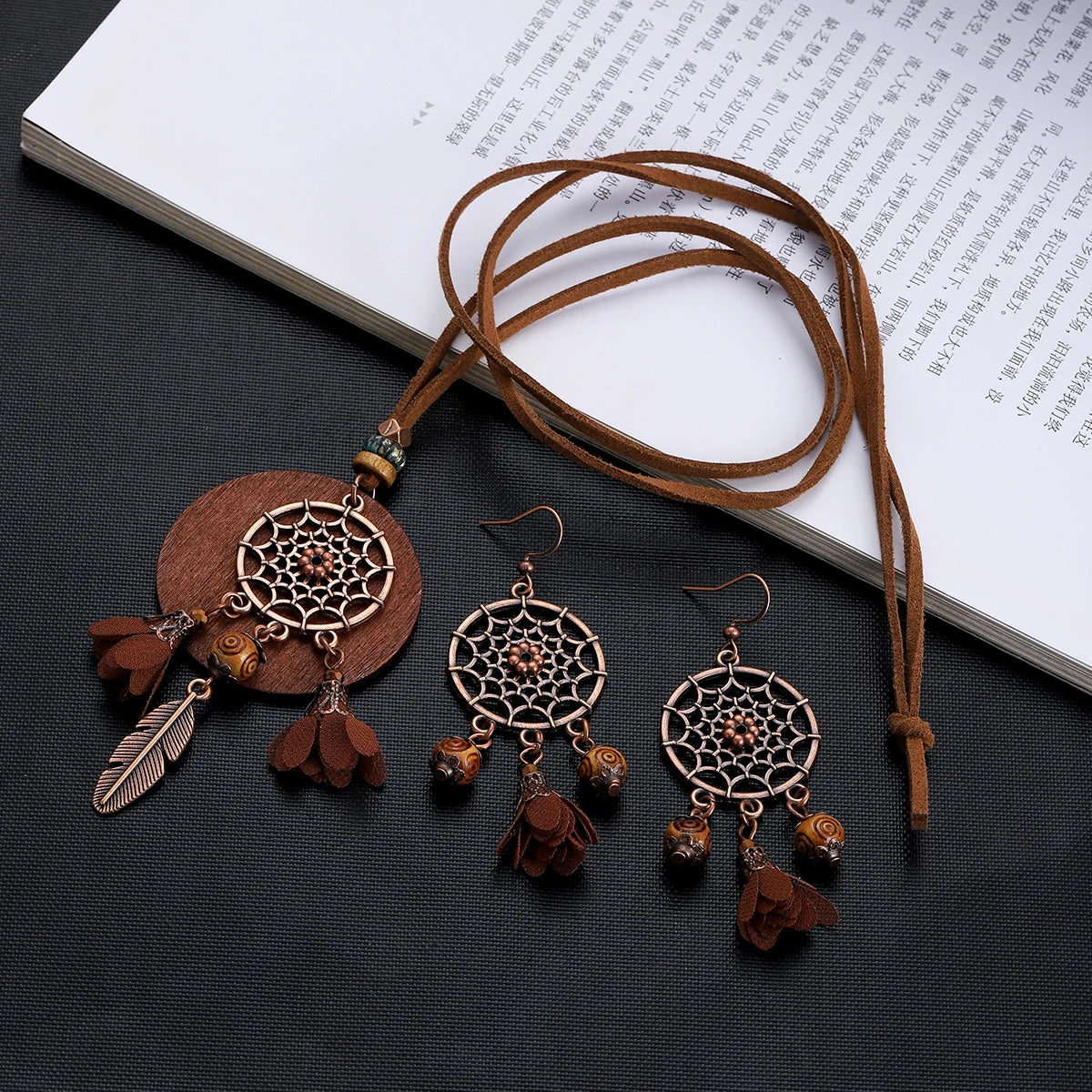 FBA Dream Catcher Feather Boho Leather Necklace | Women's Jewelry Gift