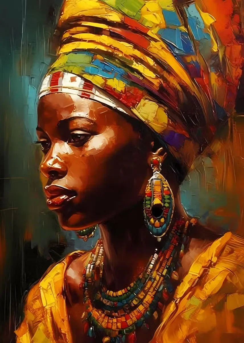 African Women Abstract Canvas Print | Elegant Nature Wall Art for Living Room Home Decor
