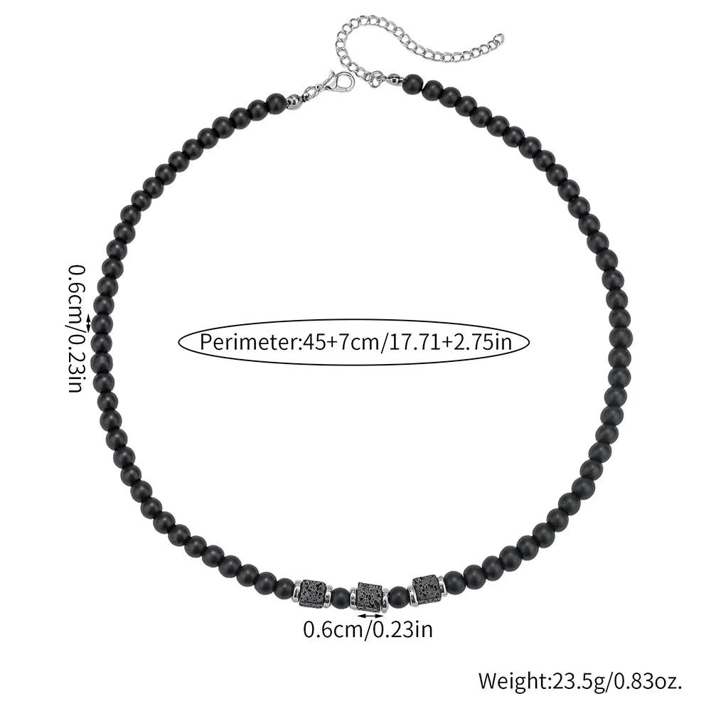 FBA Frosted Stone Bead Adjustable Necklace for Men | Minimalist Jewelry