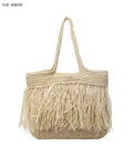 Women Tassel Straw Woven Tote Bag – Handmade Top-Handle Beach Shoulder Bag & Travel Purse