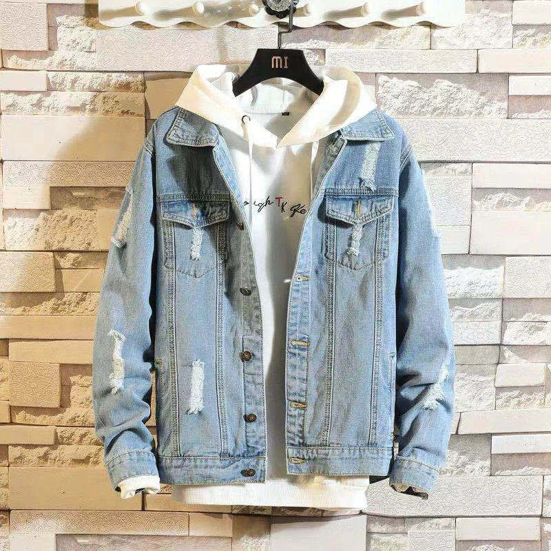 Men's Hooded Denim Jacket – Hip Hop Streetwear | Slim & Loose Fit | S–XXXL | FBA Vibes