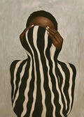 Abstract African Woman Black & White Stripes Canvas Print | Neutral Wall Art