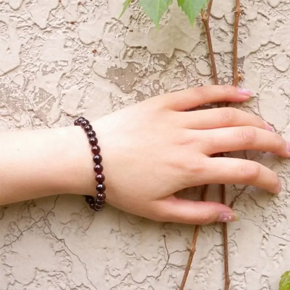 FBA Natural Garnet Beaded Charm Bracelet | Men's & Women's Jewelry