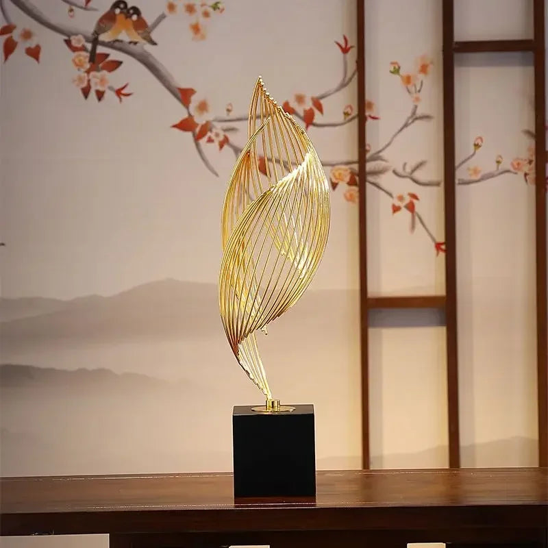 Abstract Gold Metal Sculpture | Modern Home & Office Decor Statue