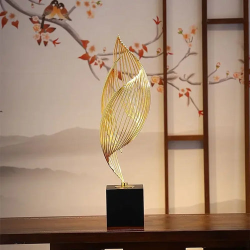 Abstract Gold Metal Sculpture | Modern Home & Office Decor Statue