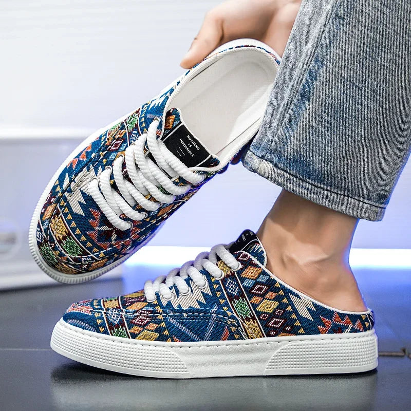 FBA Men's Breathable Half Slipper Sneakers | Lightweight Non-Slip Lazy Shoes