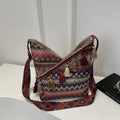 Bohemian Geometric Woven Fringe Shoulder Bag – Vintage Ethnic Tassel Crossbody Tote for Travel