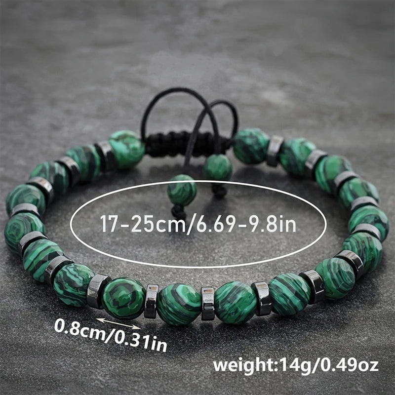FBA Natural Malachite Beaded Stone Bracelet | Valentine's Day Jewelry Gift