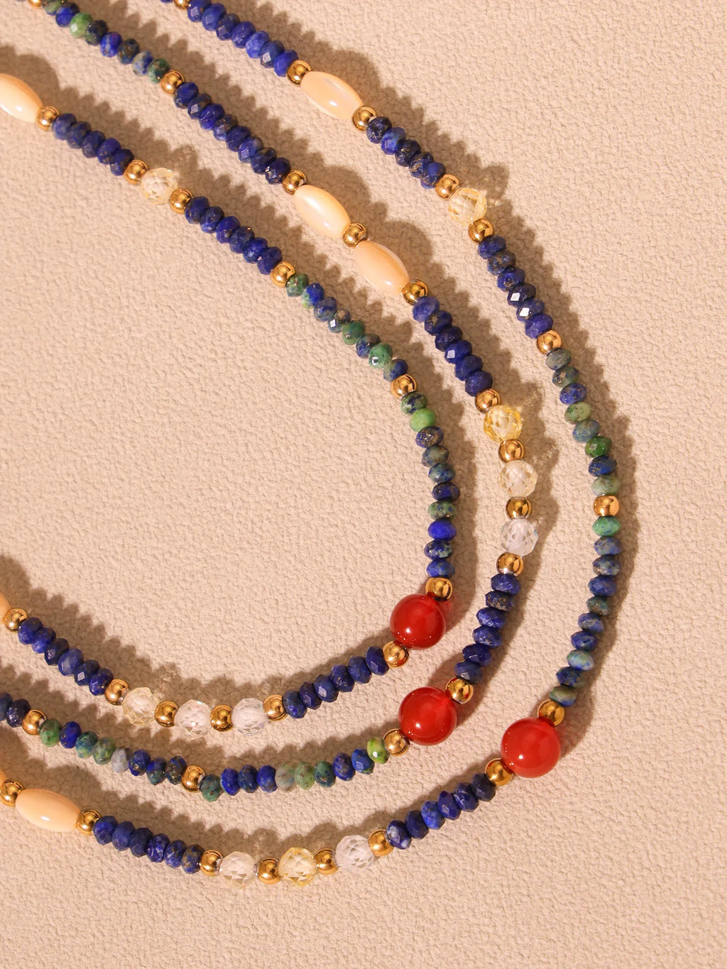 FBA Women's Ethnic Natural Stone Necklace | Stainless Steel Luxury Jewelry