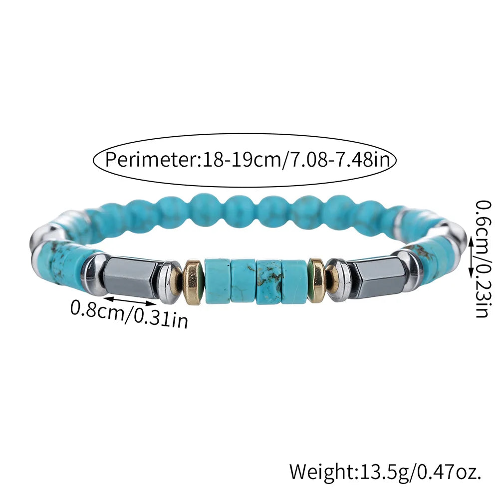 FBA Minimalist Turquoise Bead Bracelet for Men | Casual Jewelry Gift