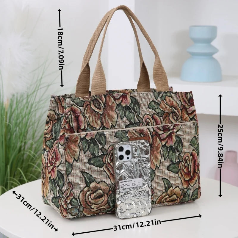 Knitted Jacquard Tote Bag for Women – Ethnic Pattern Shopping & Work Bag