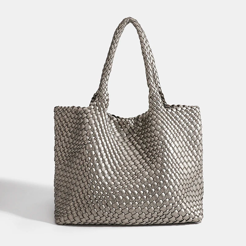 PU Woven Hobo Tote Bag with Coin Purse for Women – Soft Foldable Top-Handle Shoulder Bag