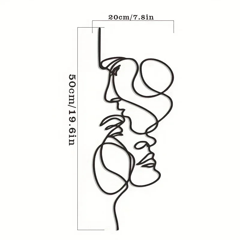 Minimalist Abstract Face Line Metal Wall Art | Black Iron Wall Sculpture for Modern Home Decor