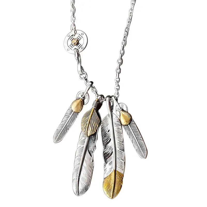 FBA Classic Feather Pendant Necklace Set | Hip Hop Punk Jewelry