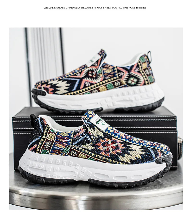 FBA Bohemia Print Canvas Sneakers | Breathable Anti-Slip Casual Shoes