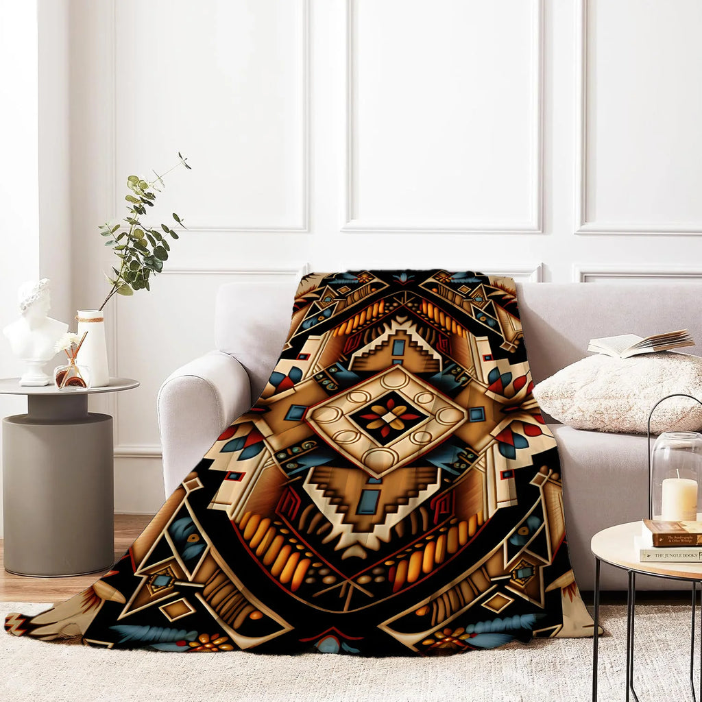 Ethnic Pattern Flannel Throw Blanket – 7 Prints | FBA Vibes