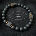 FBA Black Onyx & Lava Stone Elastic Bracelet for Men | Charm Jewelry