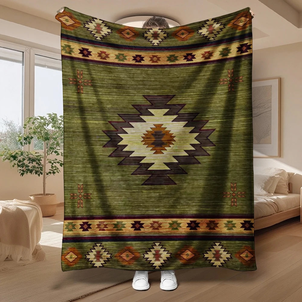 Retro Aztec Tribal Flannel Throw Blanket – 4 Colors | FBA Vibes