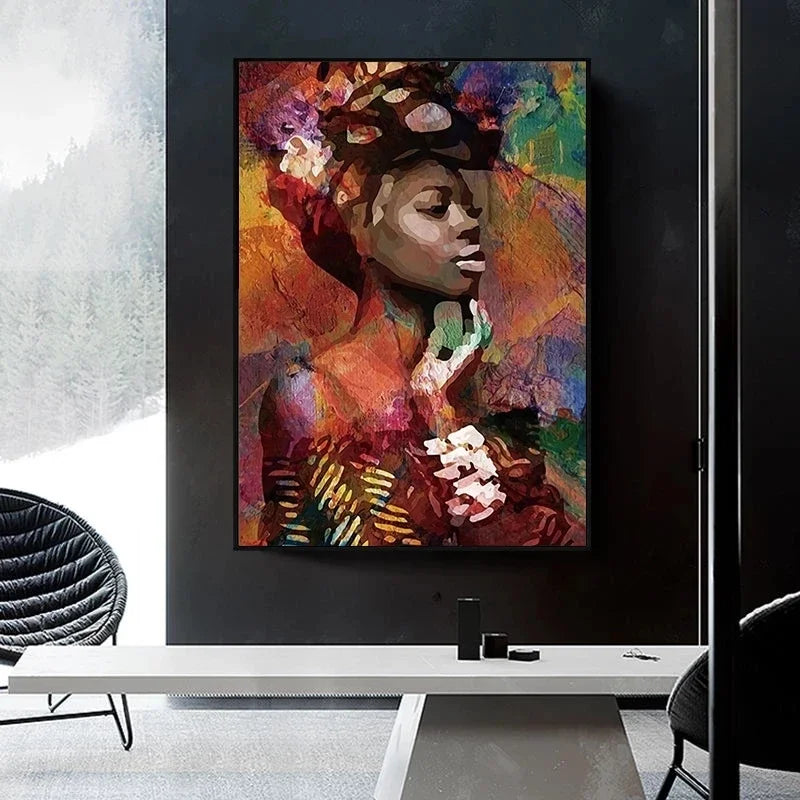 Abstract African Woman Canvas Print | Modern Girl Wall Art for Living Room