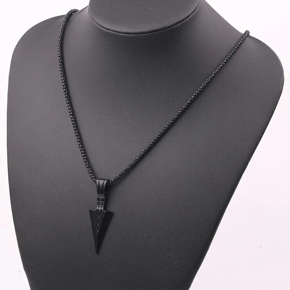FBA Men's Black Long Arrow Pendant Necklace | Hip Hop Punk Rock Jewelry