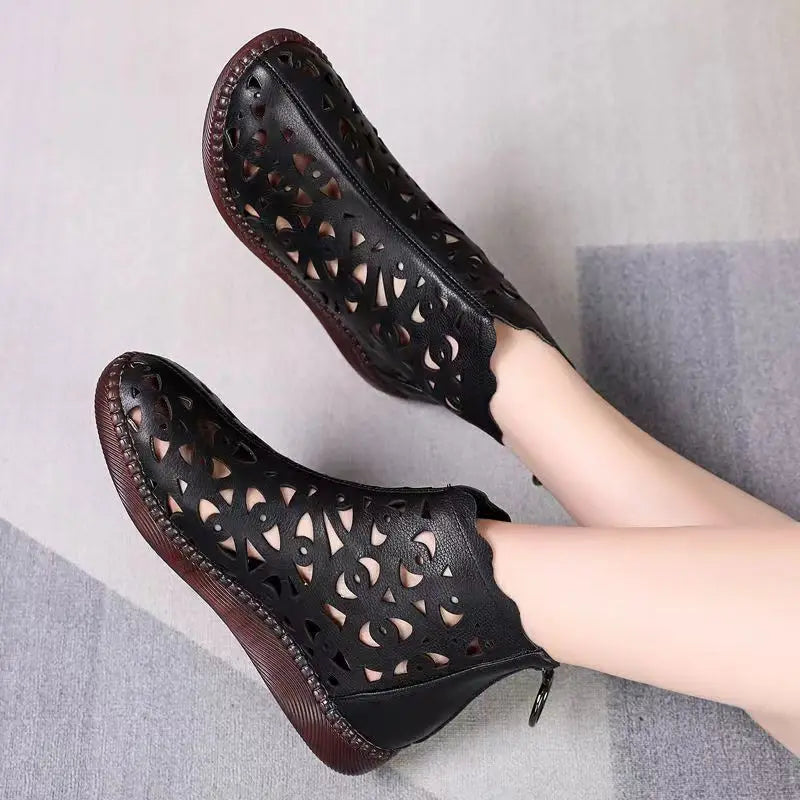 Women's Hollow Cutout Flat Ankle Bootie | FBA Vibes