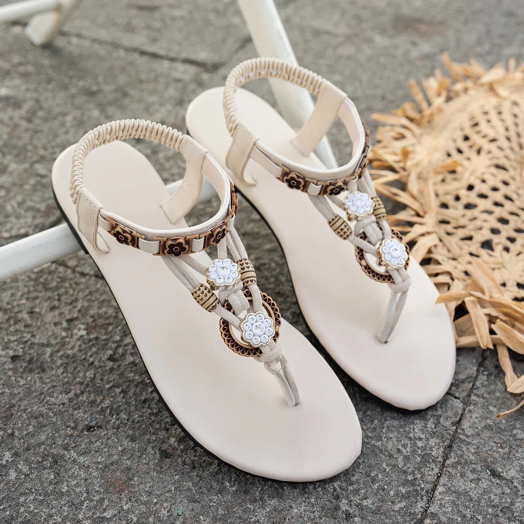 FBA Women's Bohemian Flat Heel Ankle Strap Sandals | All-Season Casual Shoes