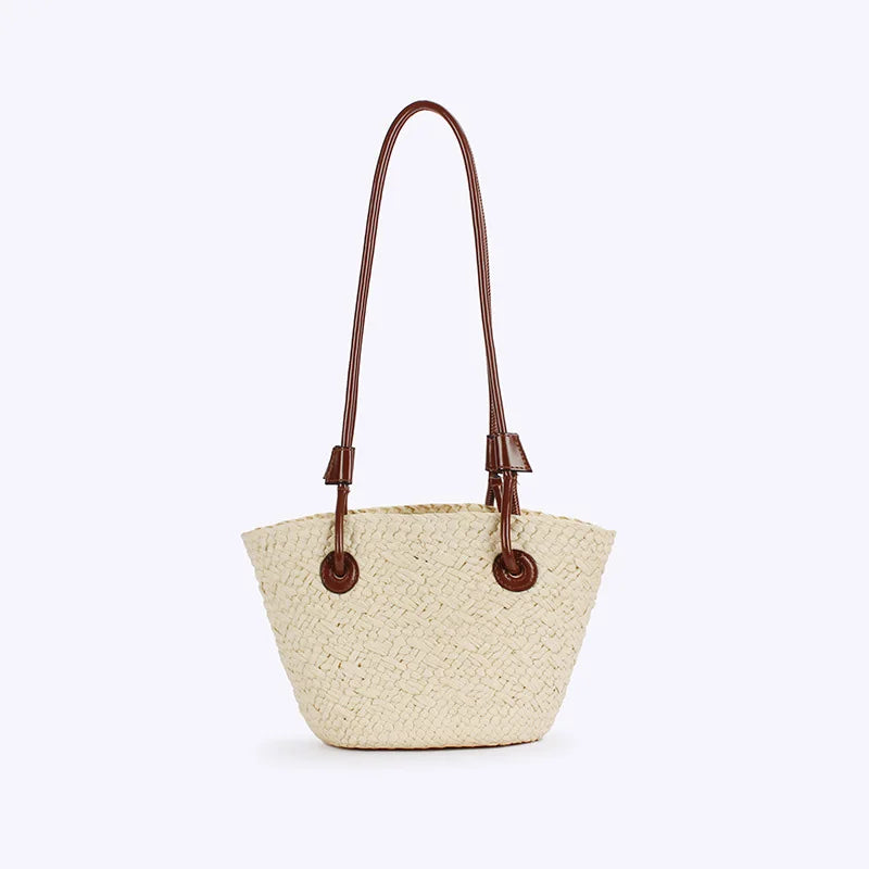Designer Bohemian Chic Straw Woven Tote Bag – Large Capacity Beach Vacation Shoulder Handbag