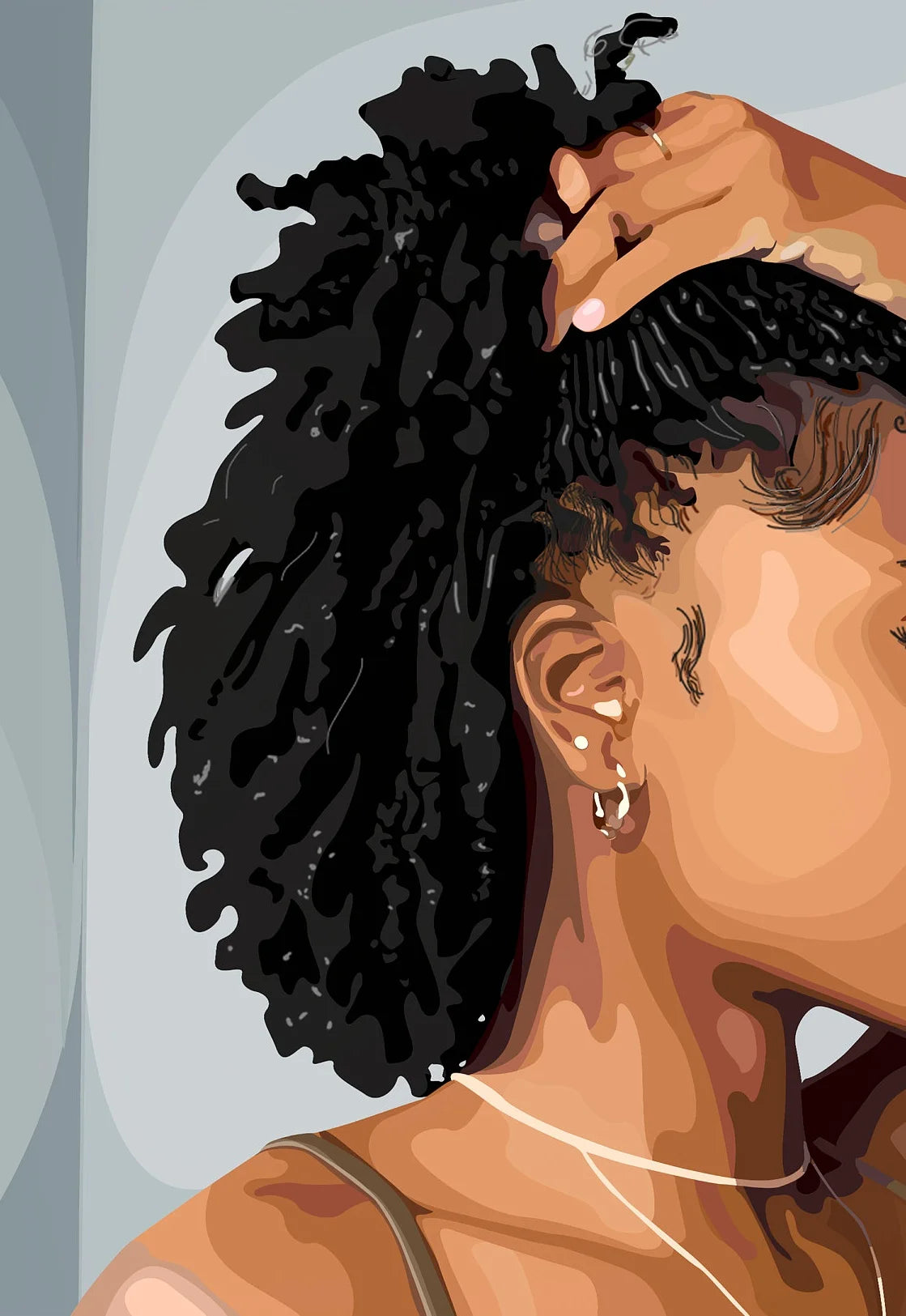 Hip Hop Black Girl Gold Jewelry Canvas Print | Afro Wall Art | FBA Vibes