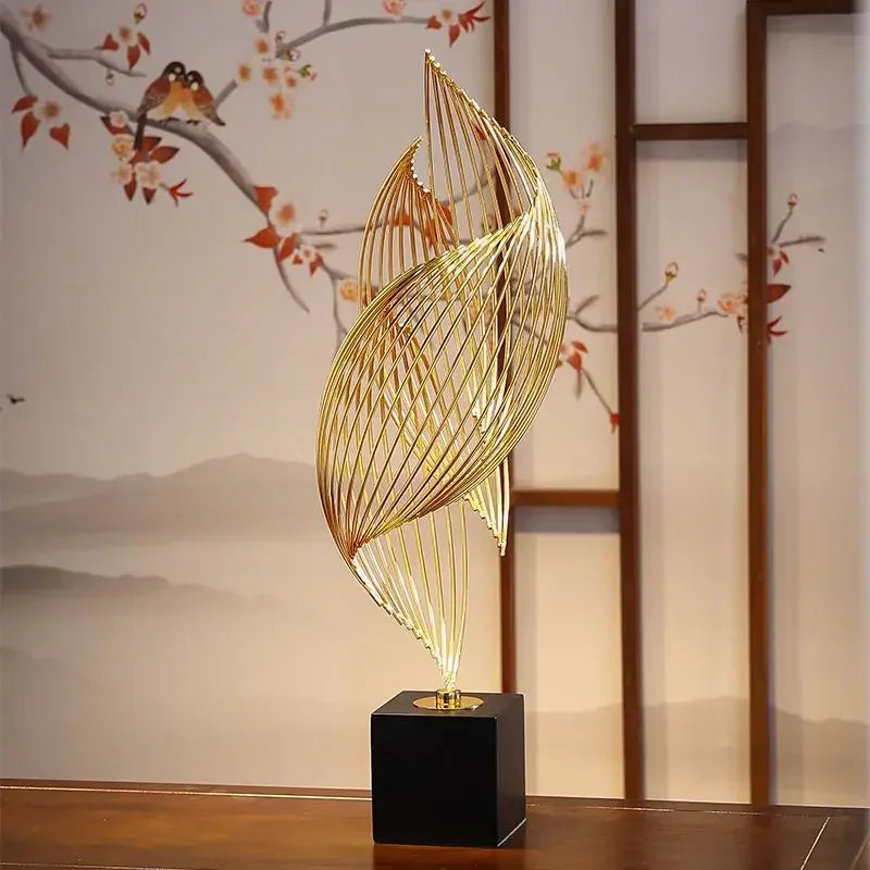 Abstract Gold Metal Sculpture | Modern Home & Office Decor Statue
