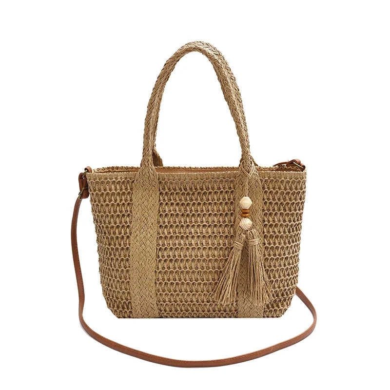 Straw Woven Summer Tote Bag for Women – Large Capacity Casual Vacation Shoulder Bag