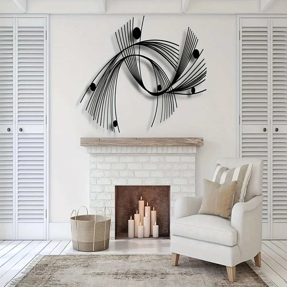 Modern Abstract Geometric Metal Wall Art | Minimalist Linear Sculpture for Home & Office Decor